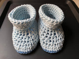 Crochet Baby Cuffed Booties (0-3 Months) - Blue